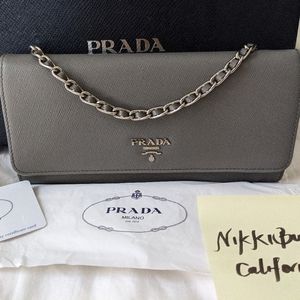 Prada Saffiano Metal Wallet On Chain